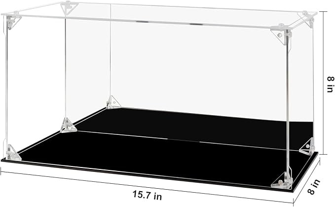 Acrylic Display Case for Collectibles Assemble Clear Acrylic Display Box with Mirrored Back, Alternative Glass Case for Action Figures Lego Model Doll Toys Display (15.7x8x8 inch, 40x20x20cm)