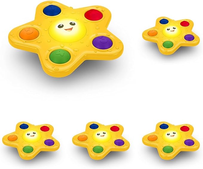 Baby Einstein Ocean Explorers Pop & Glow Starfish Light Up Sensory Popper Toy, for Babies Ages 6 Months and up (Pack of 5)
