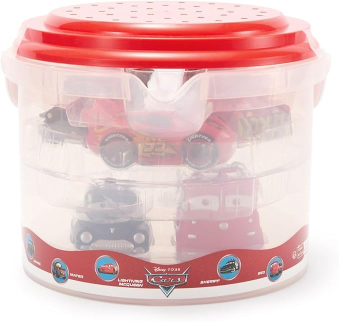 Disney Store Official Pixar Cars Bath Toys Set - Includes 5 Detailed Toys with a Straining Storage Bucket - Bath Time Fun & Water Play Set for Kids