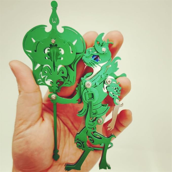 3D Metal Puzzles Toys The Meow Meow Family King and Princess Cat DIY Handmade Assembled Model Kits Ornaments Christmas New Year and Birthday Gifts for Adult (Iran Fan Elder Cat Green)