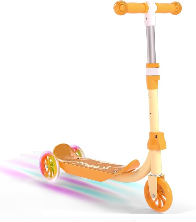 Kids Scooter with LED Light-Up Wheels, Adjustable Handlebar Scooter, Kids Toys Gift for Boys & Girls (Height 37-50") | Outdoor Play for Ages 3,4,5,6 | Extended Footrest