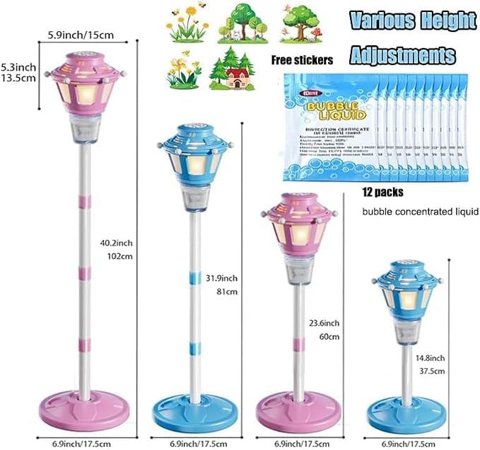 Bubble Machine for Kids Toddlers - Rechargeable Automatic Bubble Machine with Lights, Bubble Blower with Adjustable Stand up to 47 Inch for Backyard Games, Outdoor Play