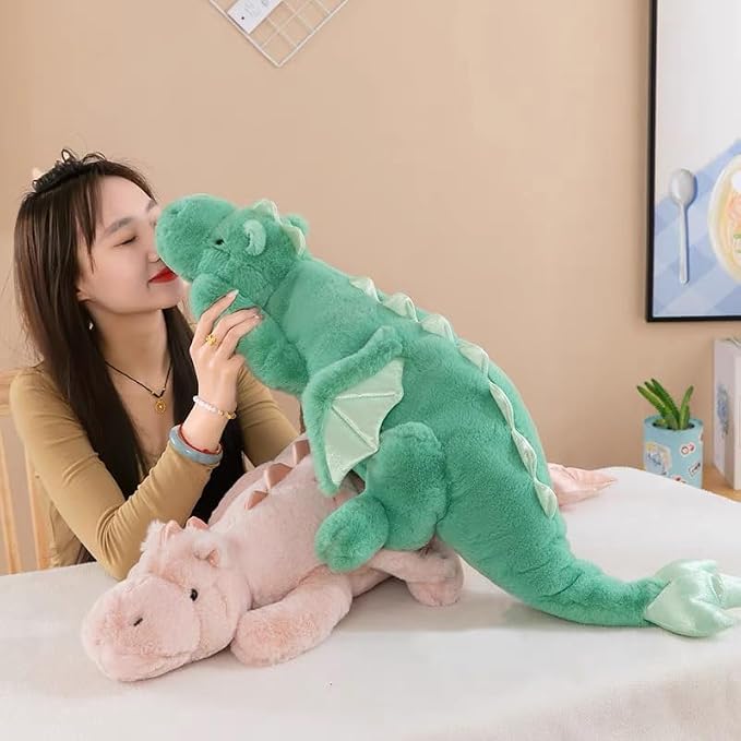 35.4" Pink Dragon Stuffed Animal, Medium Soft Dinosaur Plush for Kids and Adults, Sturdy Fluffy Plushie Pillow