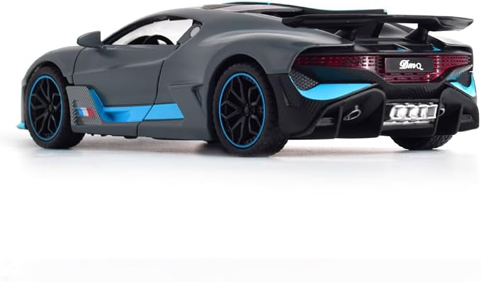1:32 Bugatti Toy Car Divo Metal Model Diecast Cars with Light and Sound Pull Back Toy Cars for Boys Kids Gift (Divo-Grey)