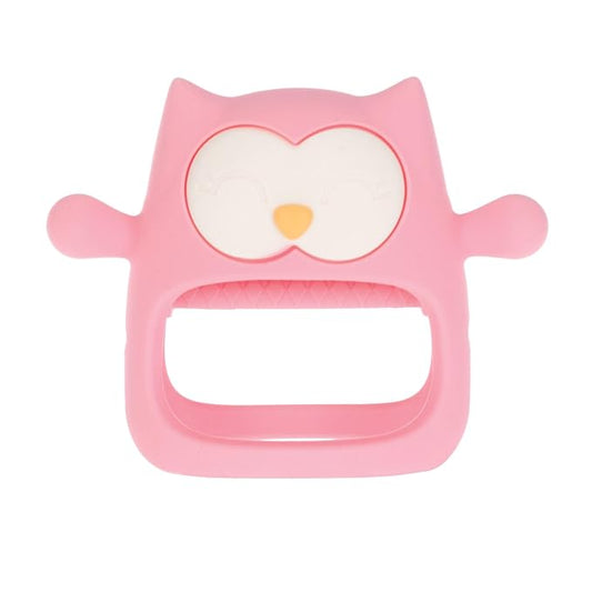 Nuby Silicone Wrist Grip Teething Mitten - 3+ Months, Pink Owl