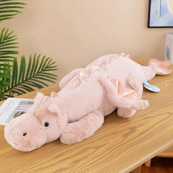35.4" Pink Dragon Stuffed Animal, Medium Soft Dinosaur Plush for Kids and Adults, Sturdy Fluffy Plushie Pillow