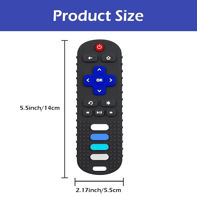 2-Pack Baby Teething Toys-TV Remote Control Shape Silicone Infants Teething Toys for Babies 0-18 Months,BPA-Free (Black+Pink)