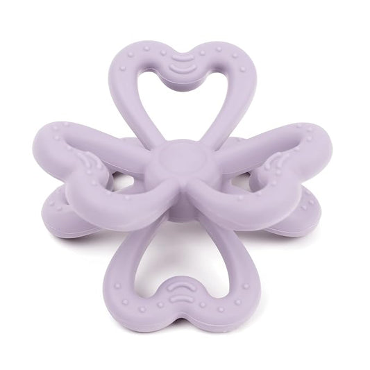 Haakaa Silicone Clover Teether - Food Grade Silicone Teething Toys for Babies 3-6 Months 6-12 Months, Soft & Easy Hold Chew Toy for Infant, BPA Free (Lavender)