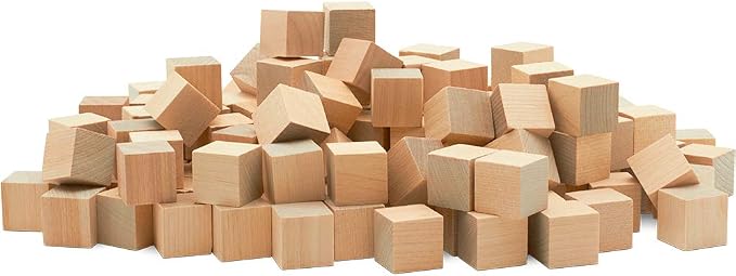 DIY Wooden Cubes 3/4-inch, Pack of 2000 Small Blank Wooden Blocks, Unfinished Wood Blocks for Crafts, STEM, Dice, and Building Blocks for Stacking, by Woodpeckers