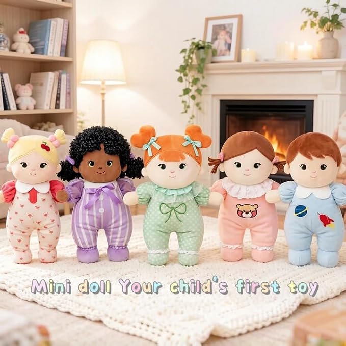 Soft Baby Doll My First Baby Rag Dolls for Kids,Snuggle Buddy Toy for 1 Year Old Girl,Birthday Gifts for Girls Infants 10"(Pink)