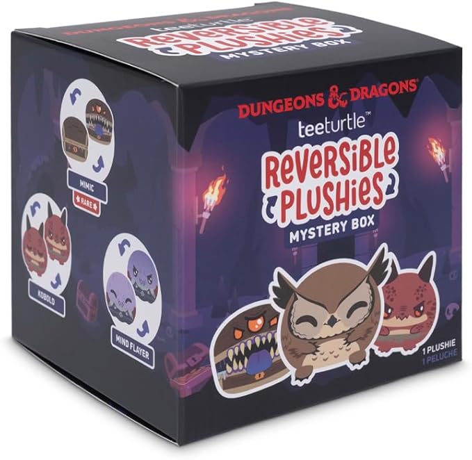 TeeTurtle Dungeons and Dragons Series Reversible Plushie Mystery Box - 3-Inch Mini Two-Sided Blind Box Plush with Embroidered Details - Cute Collectible Surprise Toy for Kids, Teens, and Adults
