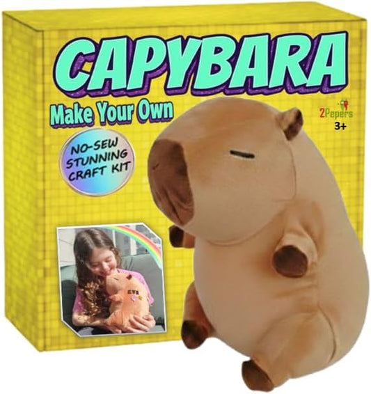 Make Your Own Capybara Toy, DIY Plushie Craft Kit, No-Sew Stuffed Animal Kit for Children, Puppy Birthday Gift for Kids Boys and Girls Ages 3 4 5 6 7 8, Arts Set STEAM Plush Pillow Creative Present