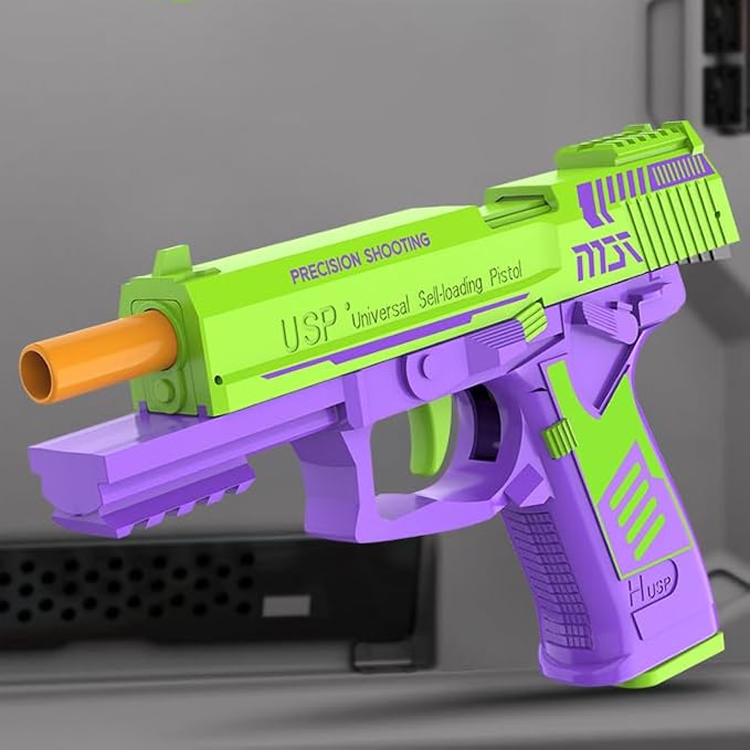 Dreamplay Shell Ejecting Toy Gun, Automatic Pull Back Action Shooting Games Education Model Toy for Kids Gifts