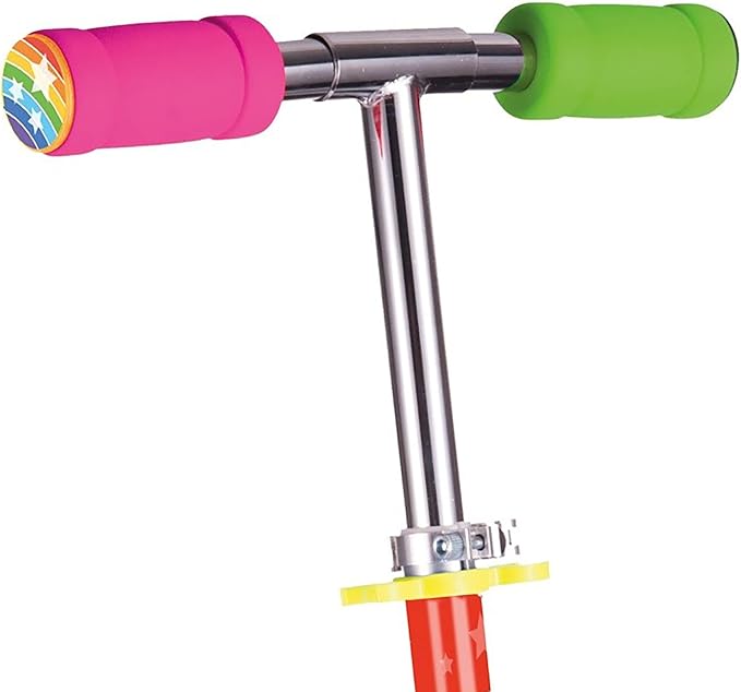 Ozbozz Rainbow Folding Scooter with Light-Up Wheels, Adjustable Height, Rear Brake, for Kids Ages 5 and Up - Portable Design