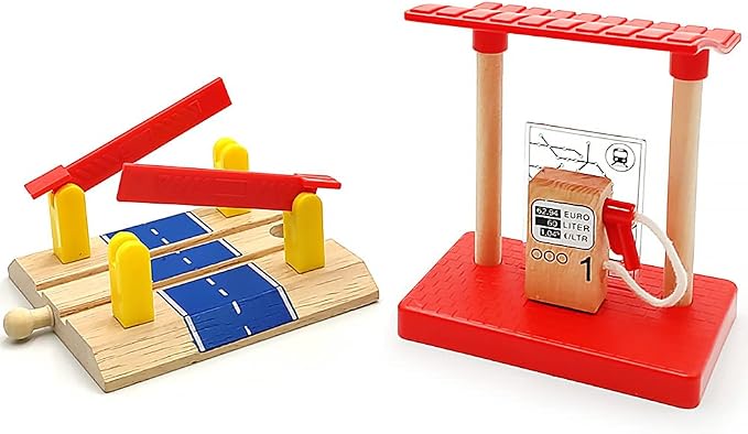Wooden Crane Toy Set with Train Cars - Compatible with Major Wooden Rail Brands - Ages 3-5
