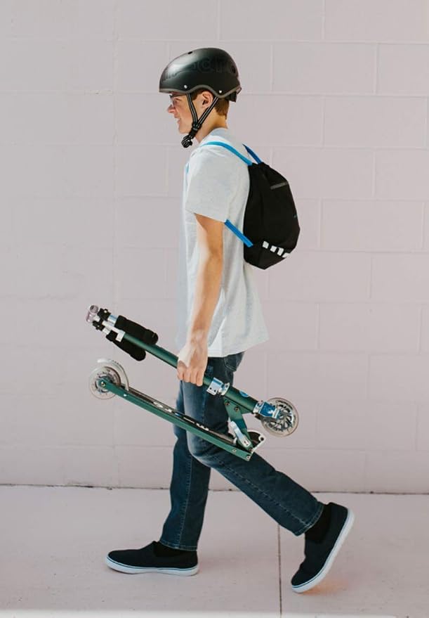 Micro Kickboard | Sprite Foldable LED Scooter for Ages 6+ | Children up to 220 lbs | 2 Wheel | Travel Ready | Adjustable T Bar | Smooth Ride, Motion Activated PU LED Wheels | Swiss Design
