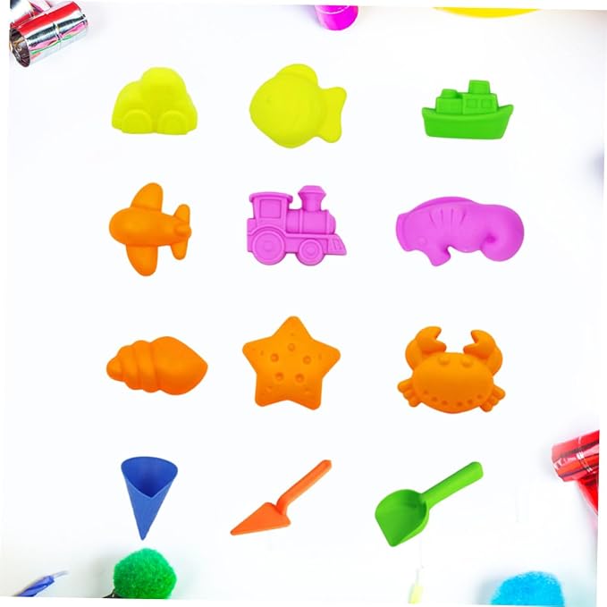BESPORTBLE 12pcs Beach Sand Plastic Sandbox Playset Educational Creativity Builder for Random Colors for Outdoor Fun and Imaginative Play Random Color