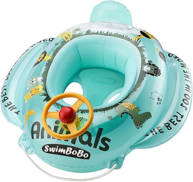 Swimbobo Toddler Pool Float with Seat Boat Inflatable Ride-on Car for Kids Outdoor Toys