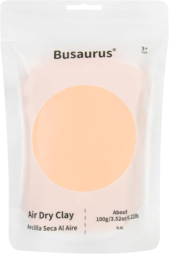 Busaurus - Air Dry Foam Magic Clay with Refill Packs, Skin & Natural Color for Youngsters to Creative Skills Development, Soft & Safe Modeling Clay for Kids Age 3+, DIY Clay for Sculpting - Peach