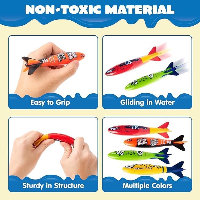 JOYIN 8 Pack Pool Toys, Shark Underwater Diving Toys, Colorful Swimming Toy Sinking Throwing for Kids Gifts Summer Swim Dive Training Water Fun Pool Games(Sharks)