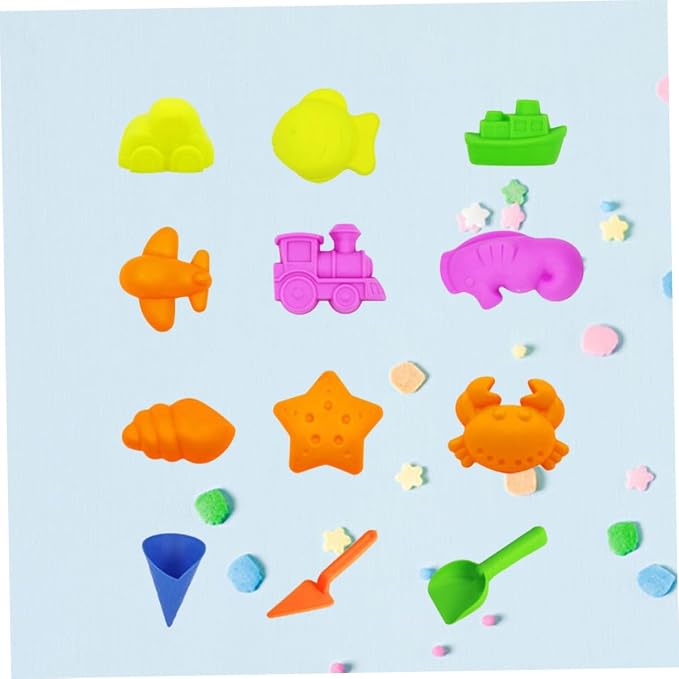 BESPORTBLE 12pcs Beach Sand Plastic Sandbox Playset Educational Creativity Builder for Random Colors for Outdoor Fun and Imaginative Play Random Color