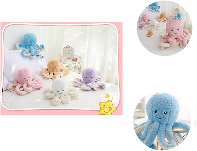 JOSON Cute Octopus Plush Toys, Soft Octopus Stuffed Animals, Girls and Boys Adult Birthday (16 Inch, Blue)