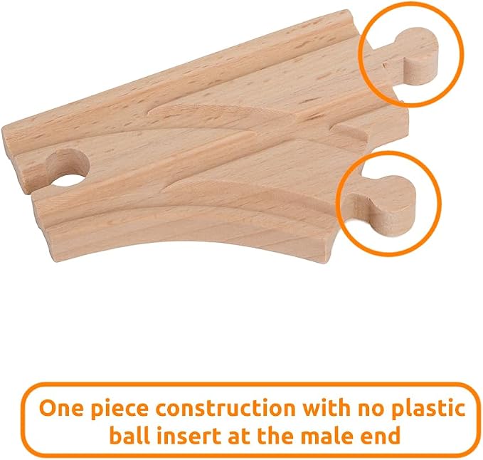 Wooden Train Tracks 68 Piece Expansion Pack Accessories with Arched Bridge, Engine Barge, Dock, Stop & Go Checkpoint, Signal Pole, Cross Track Compatible with Thomas, Brio Wooden Railways ORBRIUM