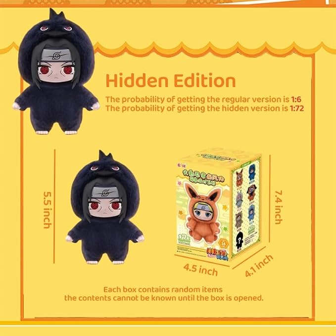 MINISO Naruto Shippuden Cute Beast Party Series Blind Box - Naruto/Kakashi/Uchiha Character Design - Desktop Ornament/Gift - 1 Random Piece