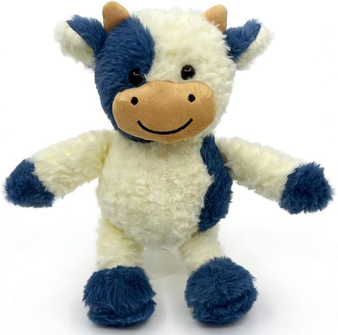 YUKOUQIAN Cow Stuffed Animal Cow Plush Doll Toy 11.8 inch for Girls Boys (Stand Cow Shen blue1)