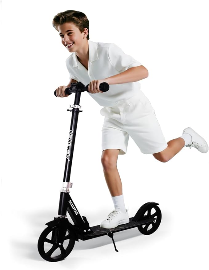 Nattork Scooter for Kids 6+, Teens & Adults - Max Load 220LB, Foldable, Lightweight, Adjustable Height, 8-Inch Wheels Kick Scooter for Boys Girls