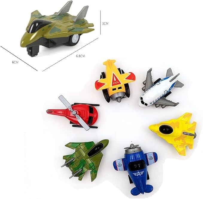 6PCS Pull Back Airplane Set Military Fighter Jet Helicopters Aircraft Toys Die Cast Airplane Toys for Kids Birthday Party Favors