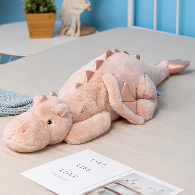 Little Weighted Dragon Stuffed Animal 27.6" 2Lbs, Small Pink Weighted Plush Dragon Toy for Kids and Adults(2025 Weighted Version)