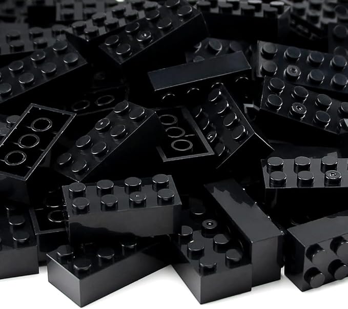 100pcs 2x4 Bricks Black Pieces Parts Classic Building Creative Play Blocks Set Parts Toy Accessories Compatible with 3001 Major Brick Brands