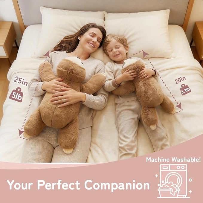 Niuniu Daddy 3.3lb Large Weighted Stuffed Animal for Kids Adults, Weighted Sloth Body Pillow for Sensory Support, 20in Cute Plush Toy for Birthday Valentine Gift Box Bag Stickers Included