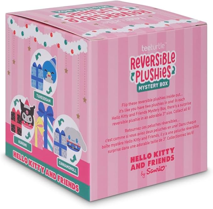 TeeTurtle Sanrio Holiday Series Reversible Plushie Mystery Box - 3-Inch Hello Kitty and Friends Blind Box Plush with Embroidered Details - Cute Collectible Surprise Toy for Kids, Teens, and Adults