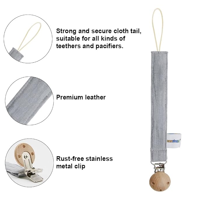 Baby Food Grade Silicone Teether Toy with Pacifier Clip Holder,Teething Pain Relief Toys Gift Set for 3 Months+ Boys and Girls,Freezer Safe,BPA Free (Raccoon)