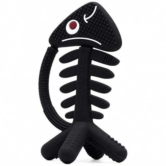 3 in 1 Infant Toys, Baby Teething Toys 3–6 6–12 Months, Teethers for Babies 0–3–6–12 Months for Teething Relief, Baby Gift, Baby Teether Toys, Silicone Sensory Toys, USA Patent Pending, Fish (Black)