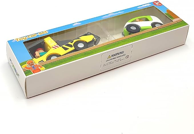 Wooden Train Cars Track Accessories Set - Small Vehicles Magnetic Trailer Truck - Fit for Wooden Train Track - Railway for Boys and Girls