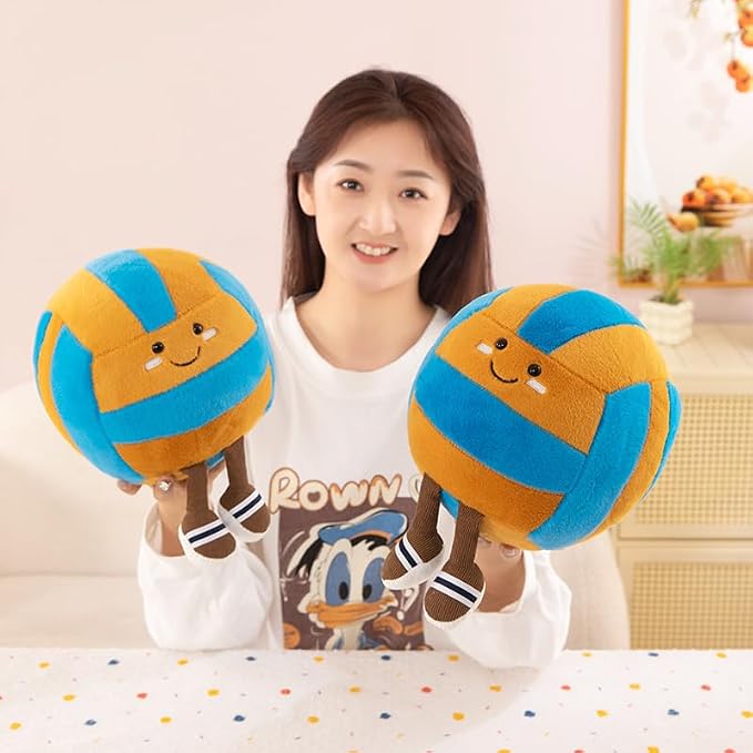 11" Cute Football Plush Toys Soft Stuffed Sport Throw Pillow Plush Ball Gift for Kids Birthday and Christmas Decoration (Volleyball - Yellow)