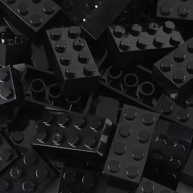 100pcs 2x4 Bricks Black Pieces Parts Classic Building Creative Play Blocks Set Parts Toy Accessories Compatible with 3001 Major Brick Brands