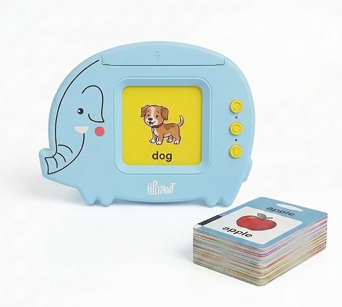 Liphant Talking Flash Cards, Educational Learning Toy for Kids 1-6 Years, 224 Words, Speech Development (Blue)