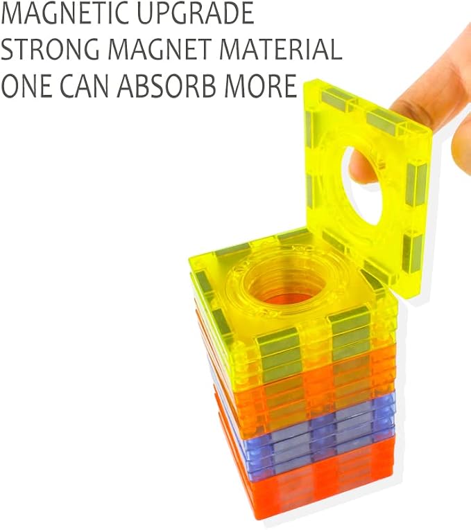 UNIQUE KIDS Magnetic Tiles Building Blocks with Light-Up Marble Run & LED Ball - STEM STEAM Toys for Kids Ages 3-10+ Boys Girls Birthday Gift (150 PCS)