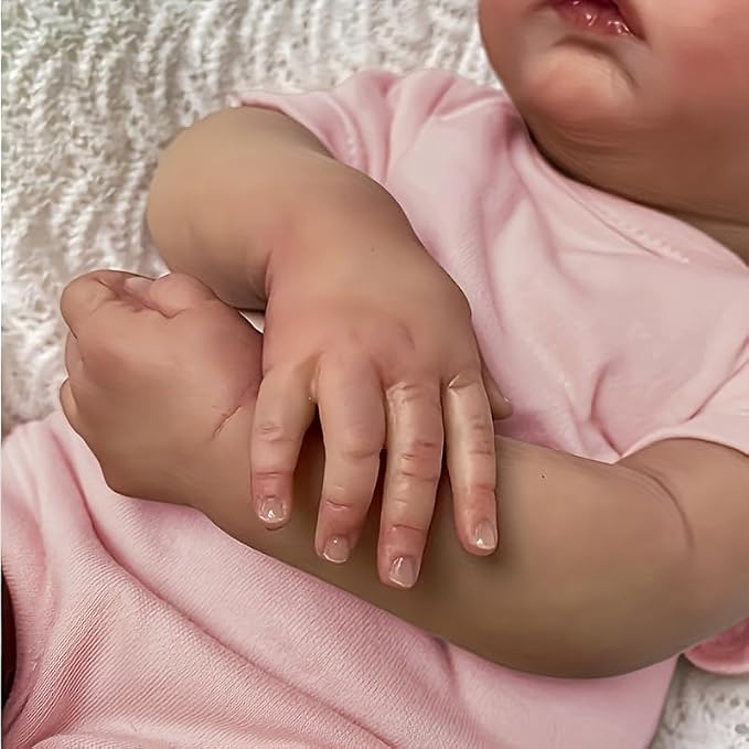 DAYOFFKIDS18Inch Sleeping Reborn Baby Doll, Realistic Newborn Baby Doll with Vinyl Body, Handmade Lifelike Washable Body Features, for Kids Ages 3+ (MadowPink)