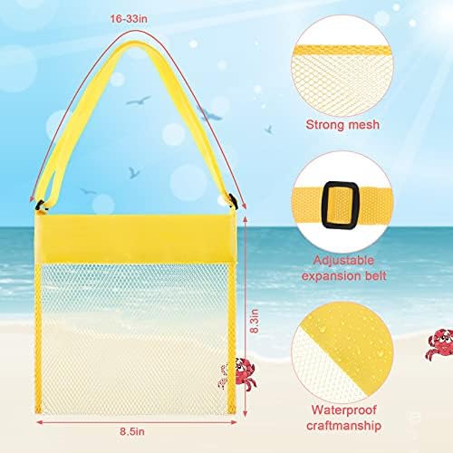 Frienda 15 Pack Mesh Beach Tote Bag, Seashell Bags, Bag Toys Organizer for Holding Beach Children' Toys Market Picnic(8.5 x 8.3 Inch,Classic Style)