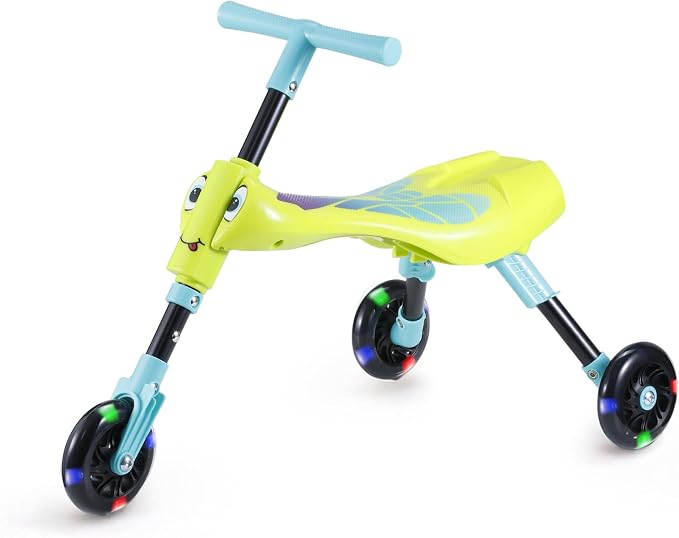 3-Wheel Ride-On Balance Bike, Foldable Ride-On Tricycle with Adjustable Legs, Develop Toddler Balance and Coordination, Boys and Girls Ages 1-4