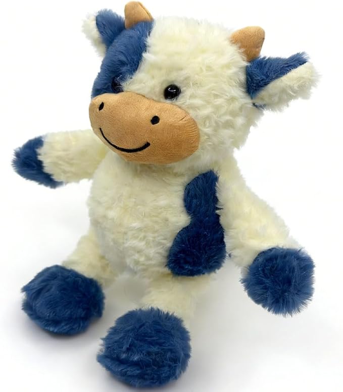 YUKOUQIAN Cow Stuffed Animal Cow Plush Doll Toy 11.8 inch for Girls Boys (Stand Cow Shen blue1)