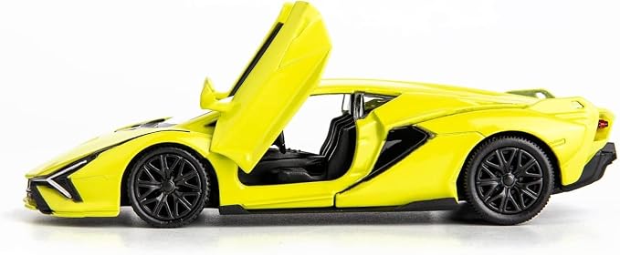 BDTCTK Lamborghini Sián FKP37 Diecast Car Models,1/36 Zinc Alloy Toy Pull Back Vehicles Toy Cars for Toddlers Kids Boys Girls Gift (Yellow)