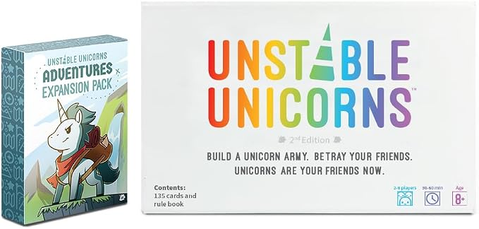 Unstable Games - Unstable Unicorns Adventures Expansion Pack - Designed to be Added to Your Unstable Unicorns Card Game