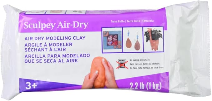 Sculpey Air-Dry, Premium Air Dry Clay, Terra Cotta, No Baking Required, 2.2 lb. (1 kg), Pack of 3, 6.6 lbs. Total