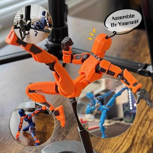Dumwick Titan13 Action Figure, Lucky Robot 13 Action Figure,3D Printed Multi-Jointed Movable Action Figures,Dummy Robot 13 Figure Creative Gifts for Kids Adults(Transparent)